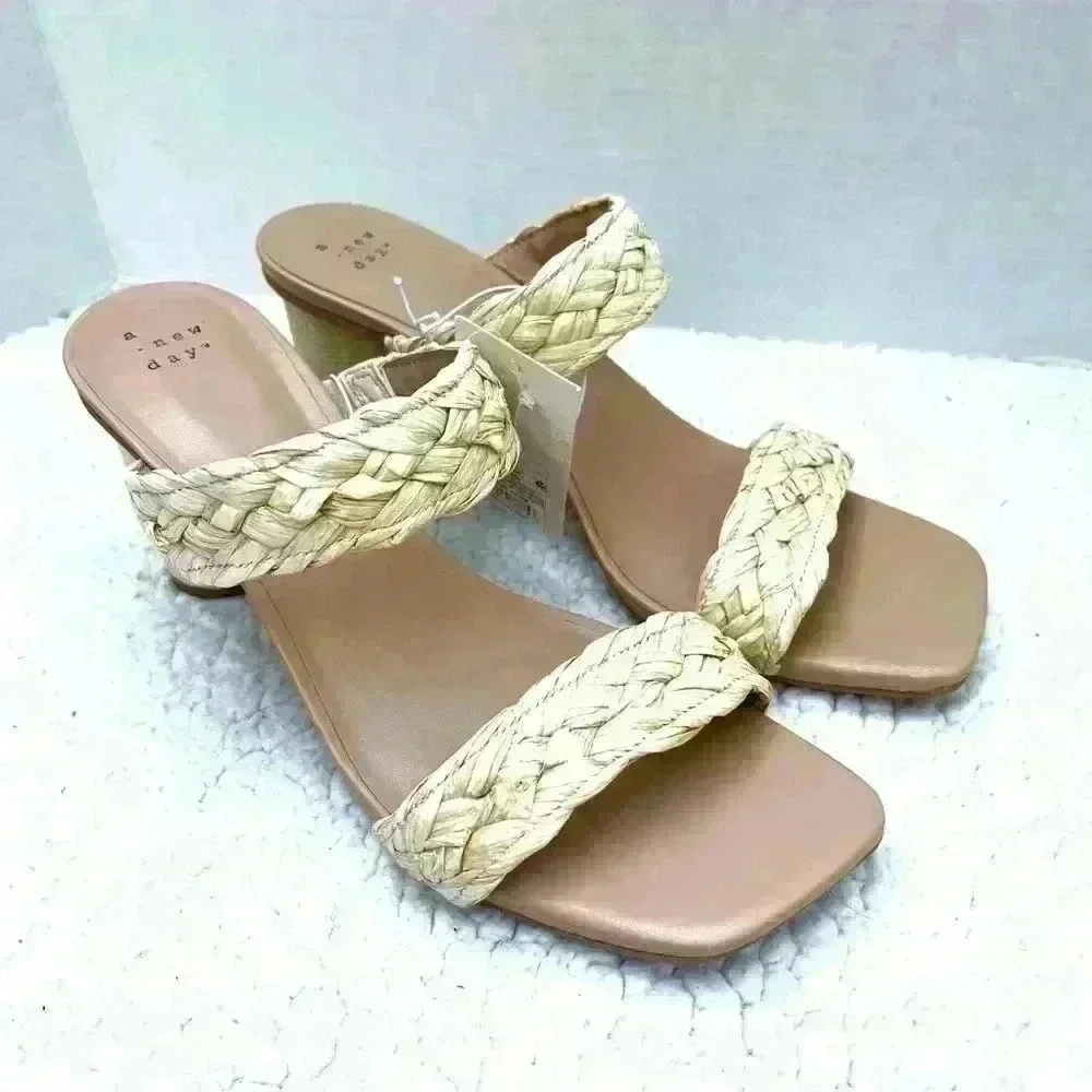 NWT A New Day Ratan Square Toe Open Back Block Heel Mule‎ Heel Size 11